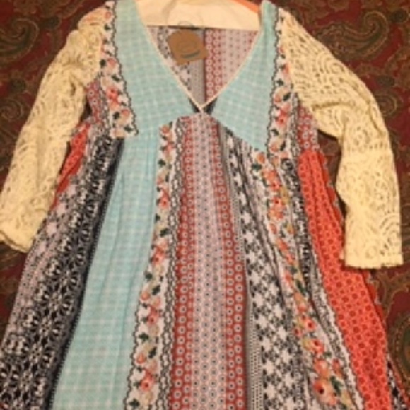 Patchwork style short swing dress - Picture 3 of 7